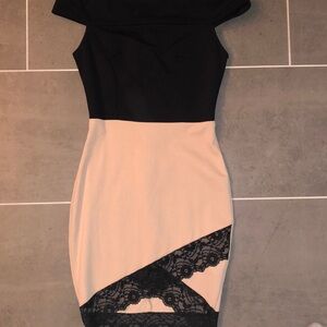 Fashionnova black and beige size small dress